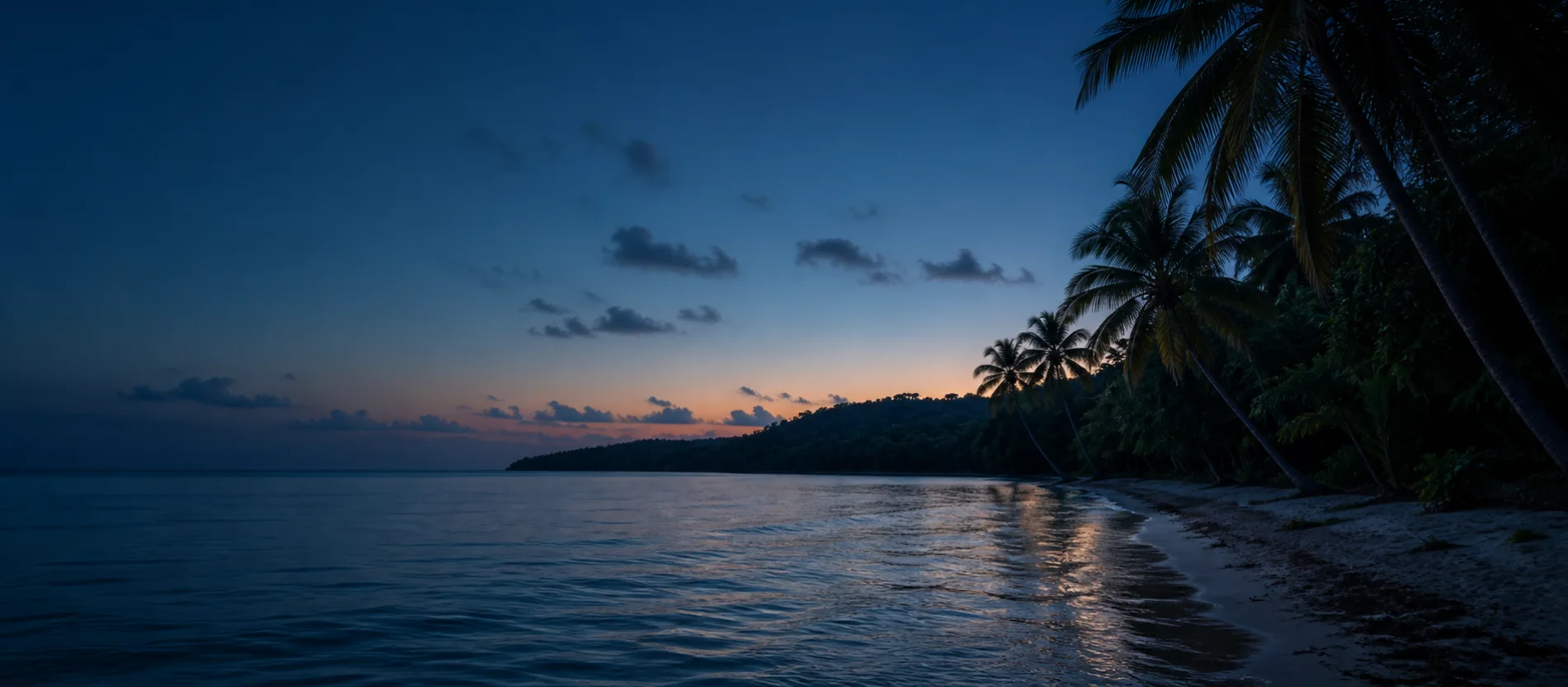 Quiet Vanuatu coastline at dusk