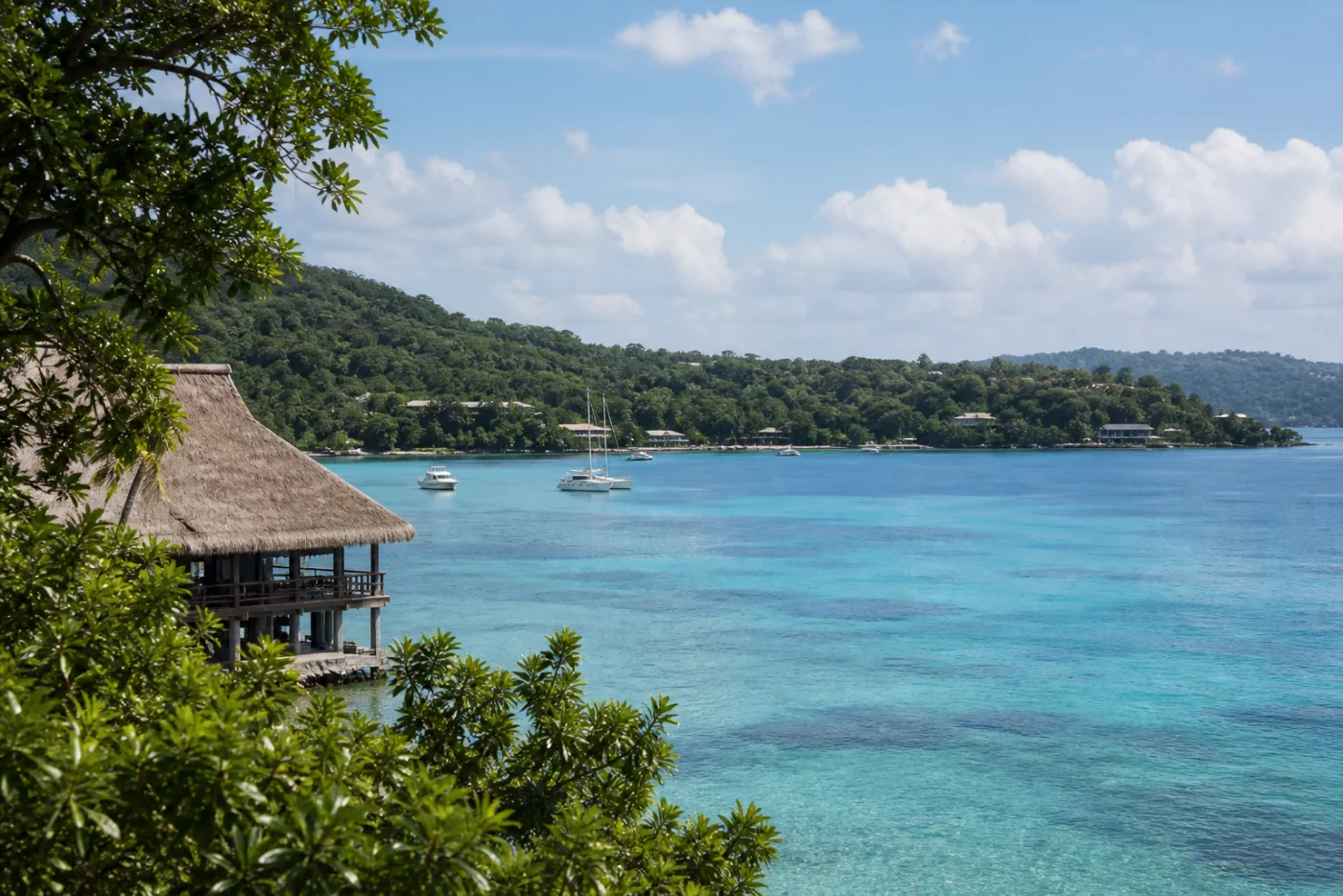 Aerial view of a Vanuatu bay